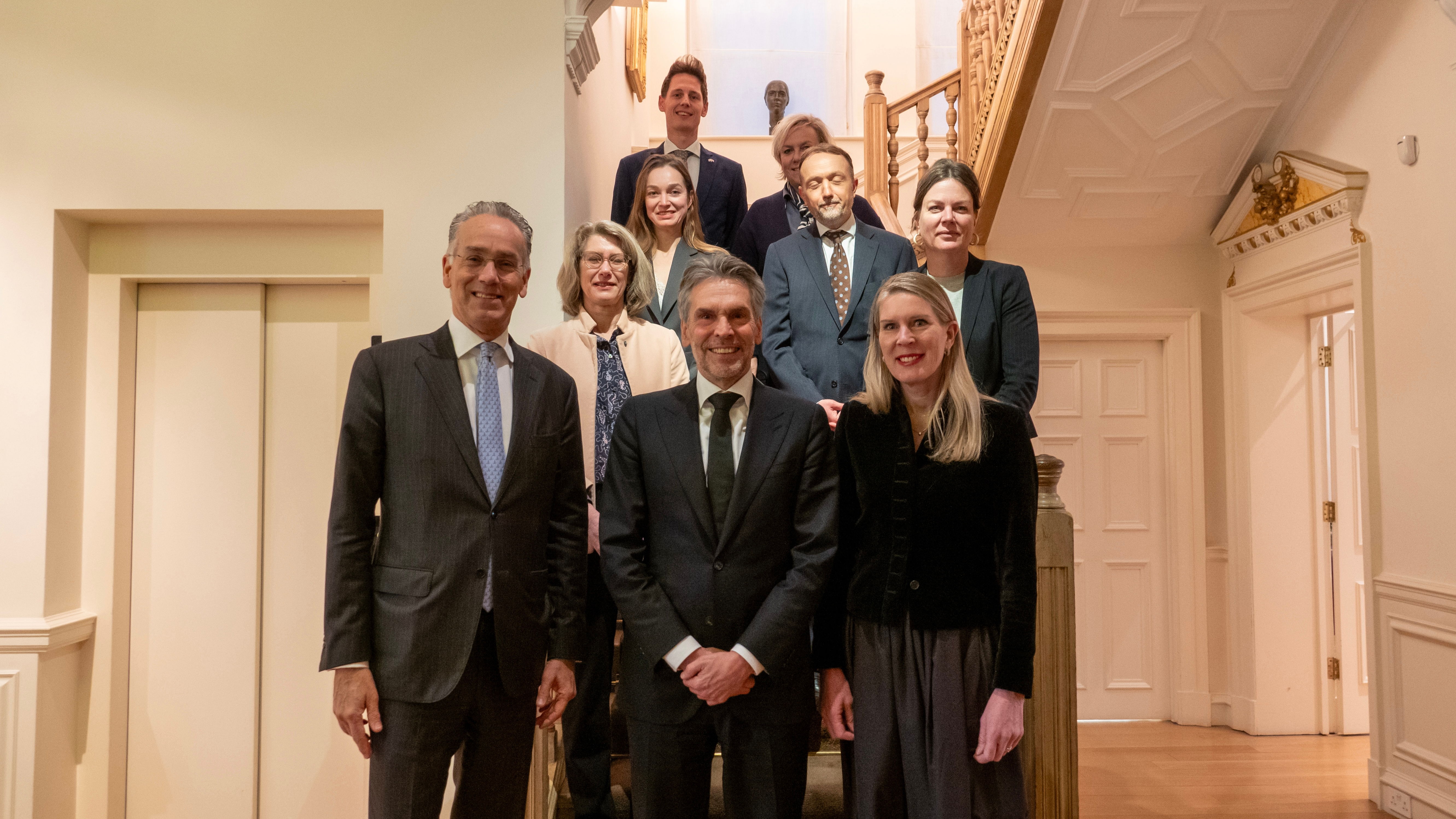 Dutch Prime Minister Dick Schoof with Dutch Ambassador Paul Huijts, and Embassy staff. Photo credit: RVD