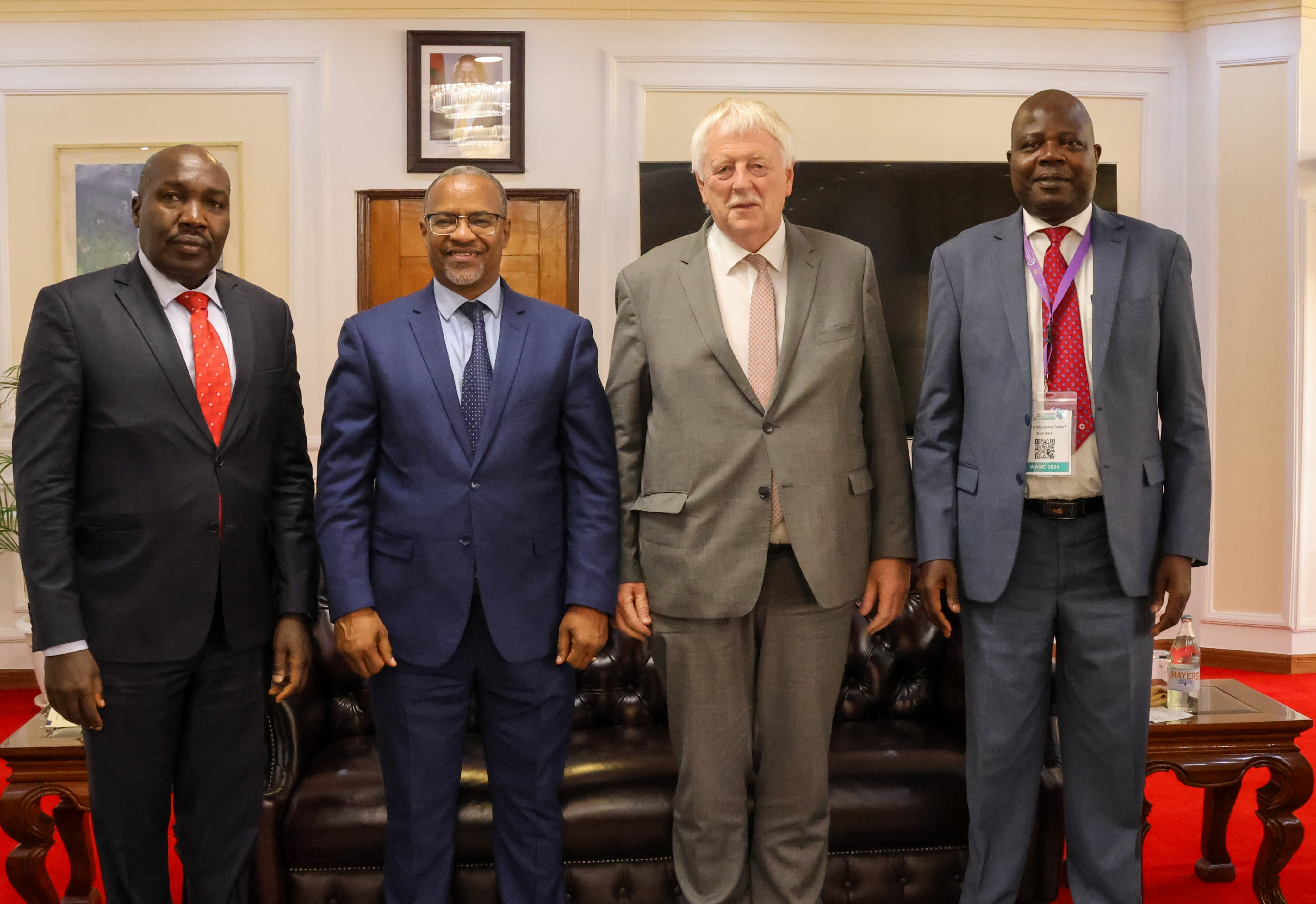 Ambassador Maarten Brouwer pictured with the Cabinet Secretary (second from the left) and the Principal Secretary (first from the left) from the Ministry of Water, Sanitation, and Irrigation
