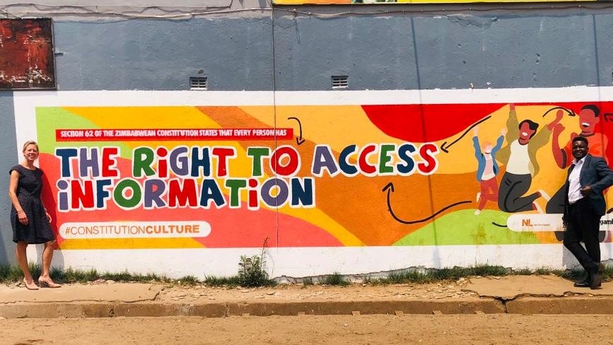 advertising board with text: the right to access information