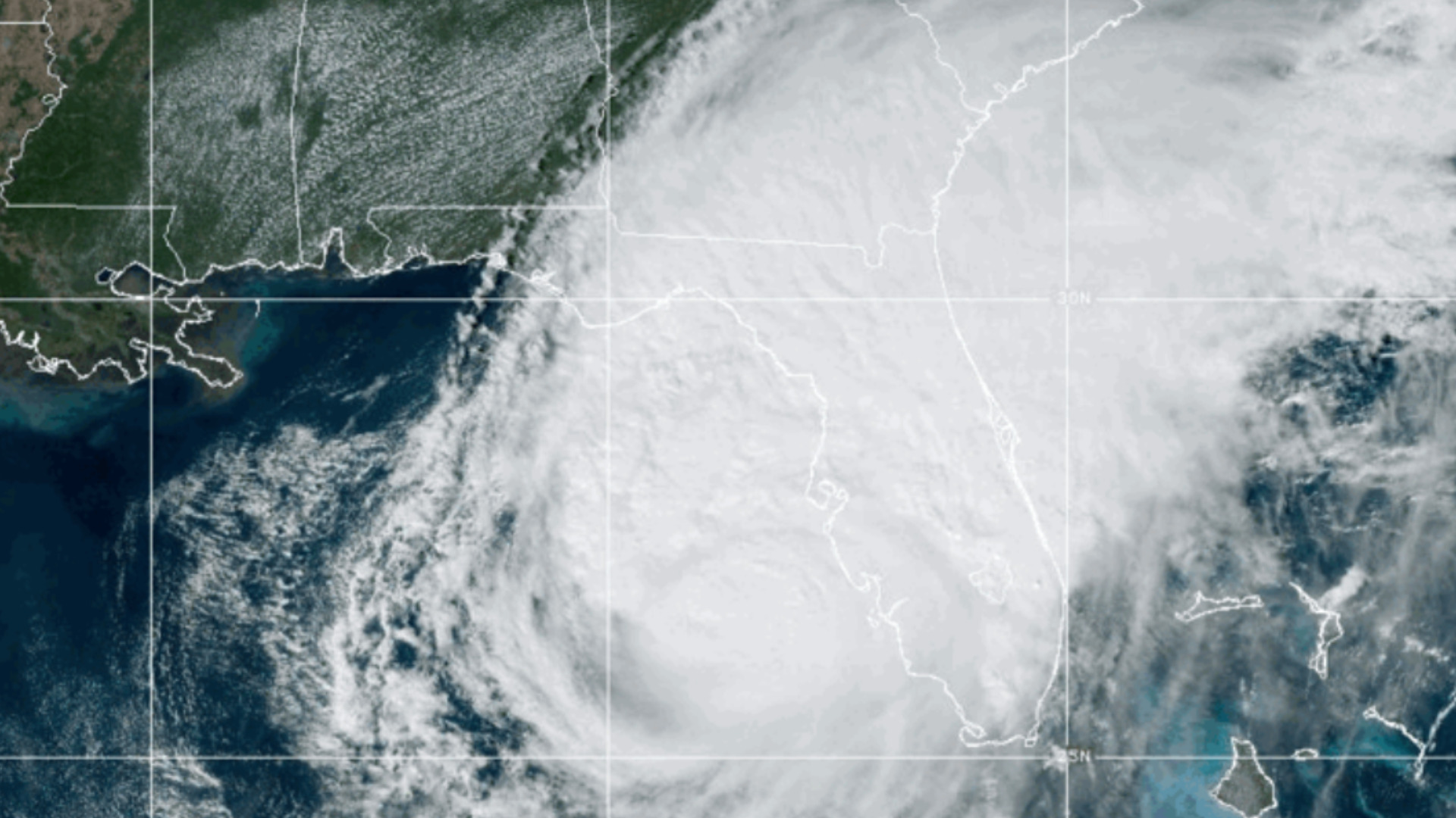 Satellite image of a hurricane over Florida.