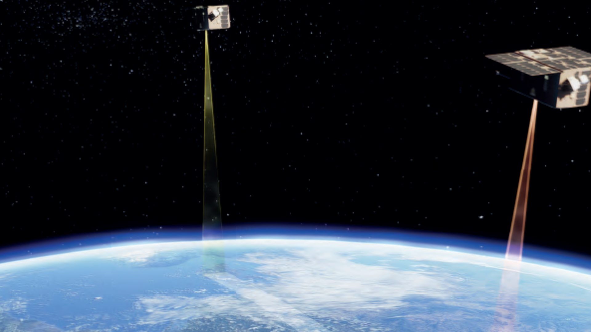 Image of two satellites orbiting Earth